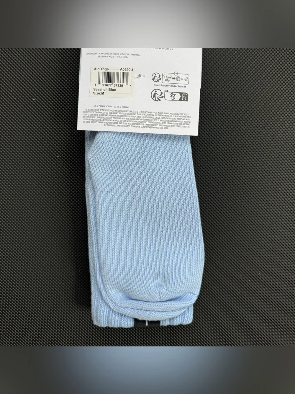 ALO Yoga Unisex Scrunch Sock Seashell Blue NEW NWT Light Blue Medium